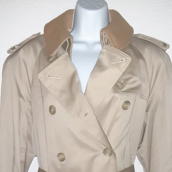 Khaki Tan Lined Camel Hair Over Coat / Trench * Evan-Picone * Details * Sz 10? - Picture 8 of 14